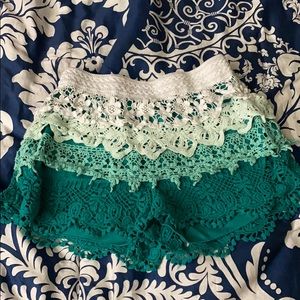 Crochet overlay ombré shorts